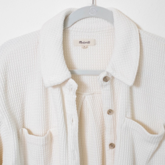 Madewell Cream Waffle Knit Shirt Jacket - Picture 4 of 6